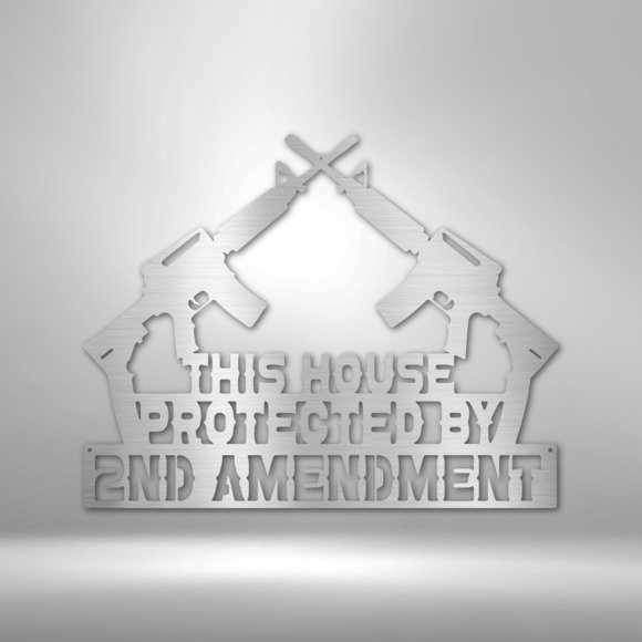 Protected by 2nd Amendment Steel Sign Laser Cut Powder Coated Home & Office Meta